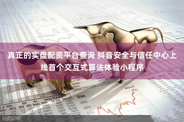 真正的实盘配资平台查询 抖音安全与信任中心上线首个交互式算法体验小程序