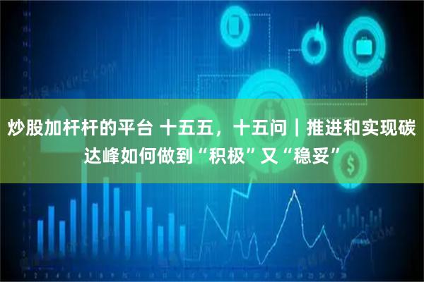 炒股加杆杆的平台 十五五,十五问|推进和实现碳达峰如何做到“积极”又“稳妥”